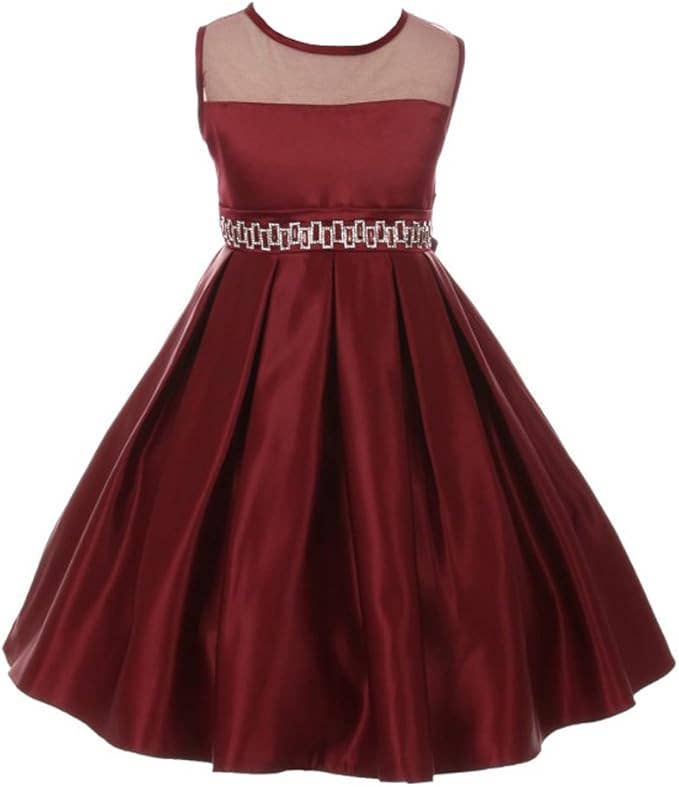 iGirlDress - Wholesale Dress - Kids - Little Girls Illusion Satin Flower Girl Communion Dress 4-162