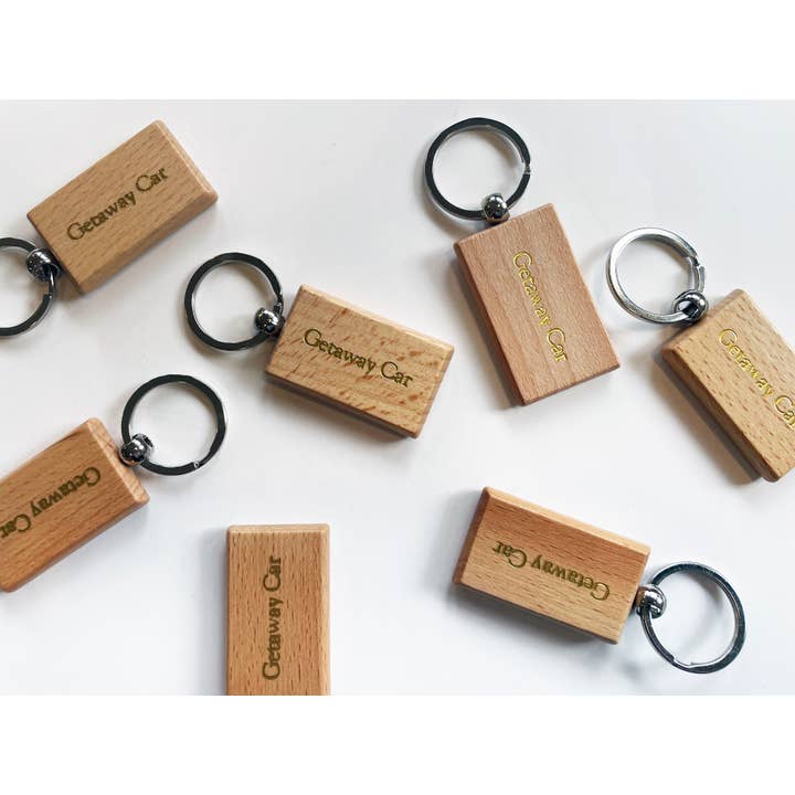 Studio Portmanteau - Wholesale Keychain - Unisex - Foil Embossed Custom Text Beech Wood Keychain