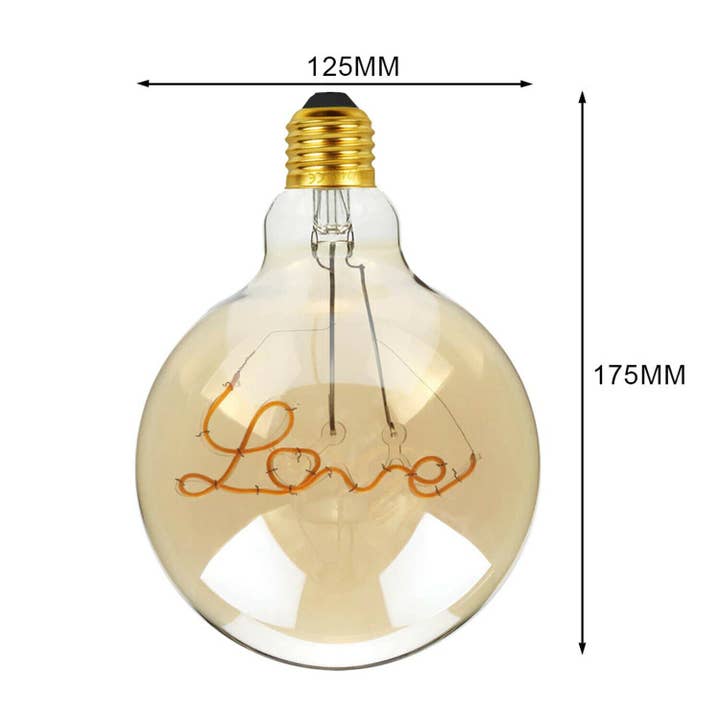 Ledsone - Wholesale Light Bulb/Puck - LED Soft Light G125 E27 Love 4W Filament Glass Retro Warm