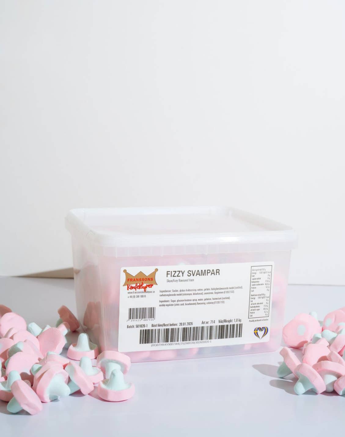 Sweet As Fudge Candy Shoppe - Wholesale Gummy - Swedish Candy Fizzy Mushrooms 2.2 lb. case