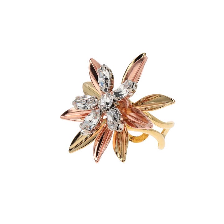 OTAZU - Wholesale Cocktail/Statement Ring - La Bloemen Crystal Flower Ring - Small1