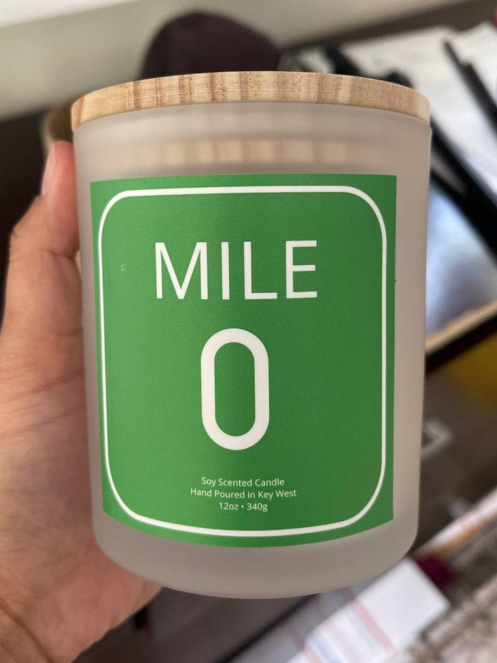 MILE 0 12oz candle for wholesale by The Key West Candle Company