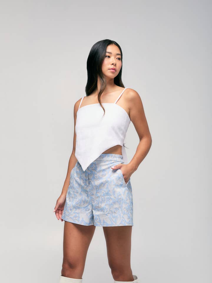 Tanktop aus Leinen mit Taschentuch und Krawatte für den Großhandel von Hilary MacMillan