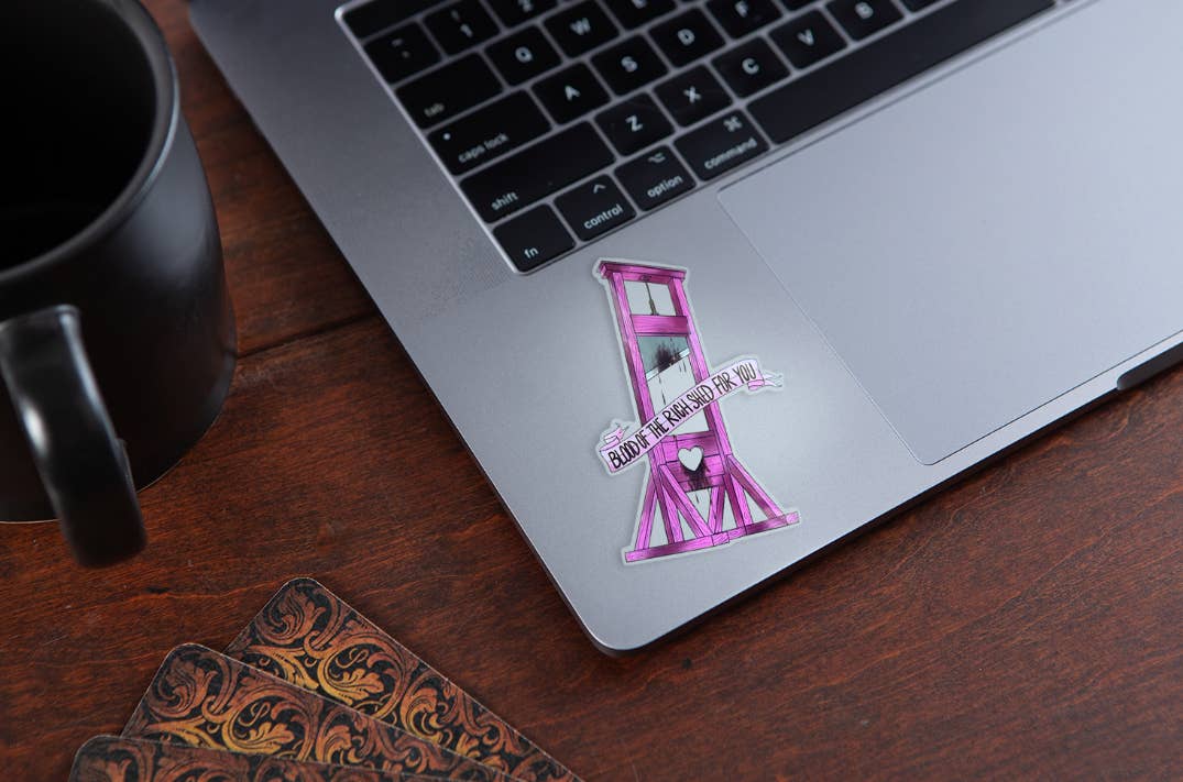 spacecase.cafe - Wholesale Sticker - For The Rich - Pink Guillotine Clear Vinyl Sticker