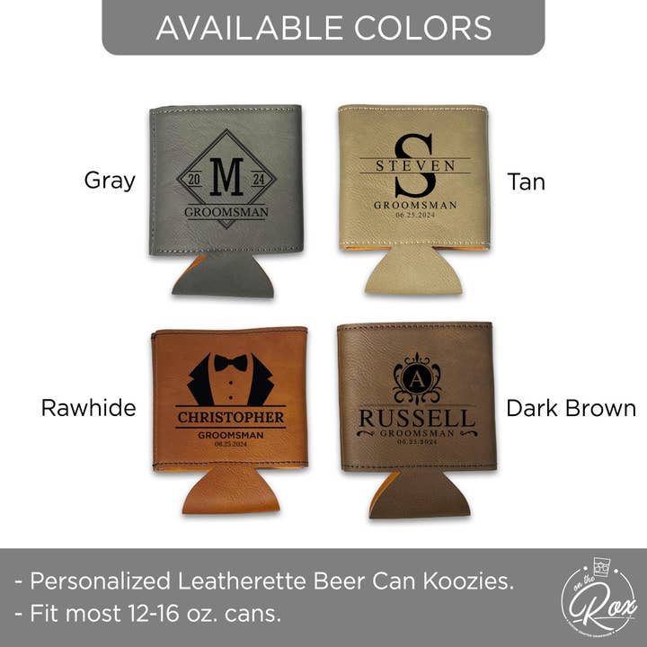 On The Rox Drinks - Wholesale Drink Huggers & Koozies - Personalized Groomsmen Can Cooler- Custom Groomsmen Gift -Personalized Wedding Can Cooler - Groomsmen Proposal -Groomsmen Can Sleeve Gifts - Beer Can Holder - Personalized Wedding Favors