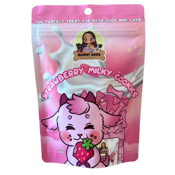 Strawberry Milky Cookies for wholesale by Nummy Nums Organic Pet Treats Kapolei LLC