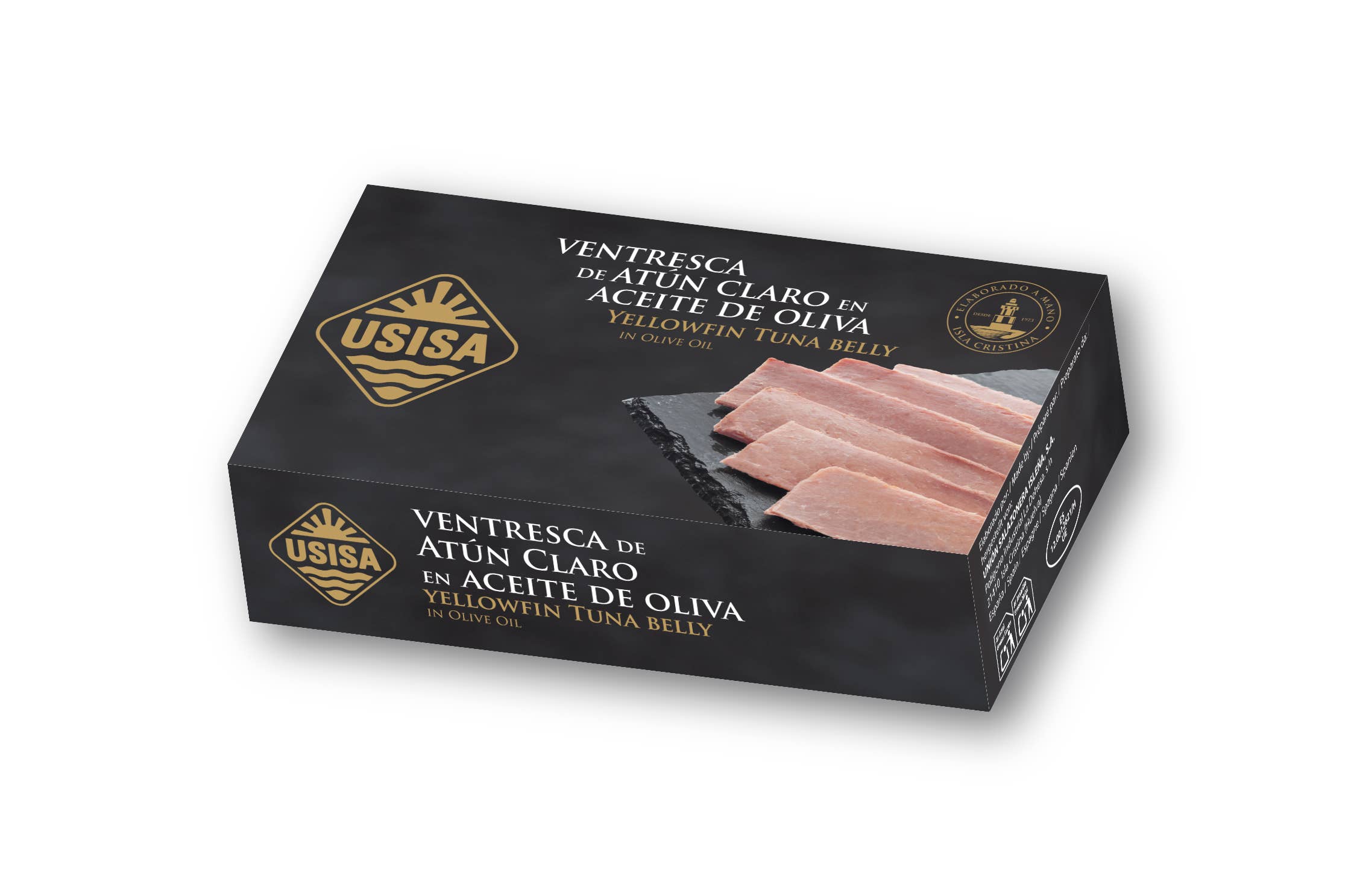 Unión Salazonera Isleña - Wholesale Tinned Fish - USISA - YELLOWFIN TUNA BELLY FILLETS IN OLIVE OIL 80G2