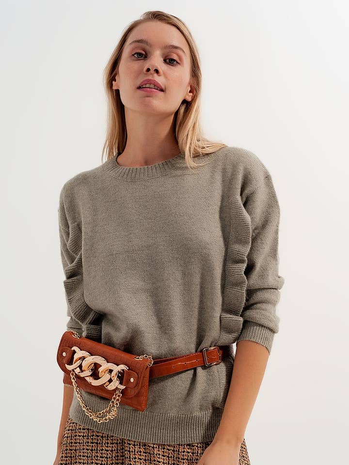 Sweater in sage green for wholesale by Q2—All Orders:Free Duties for the US,UK,and Canada