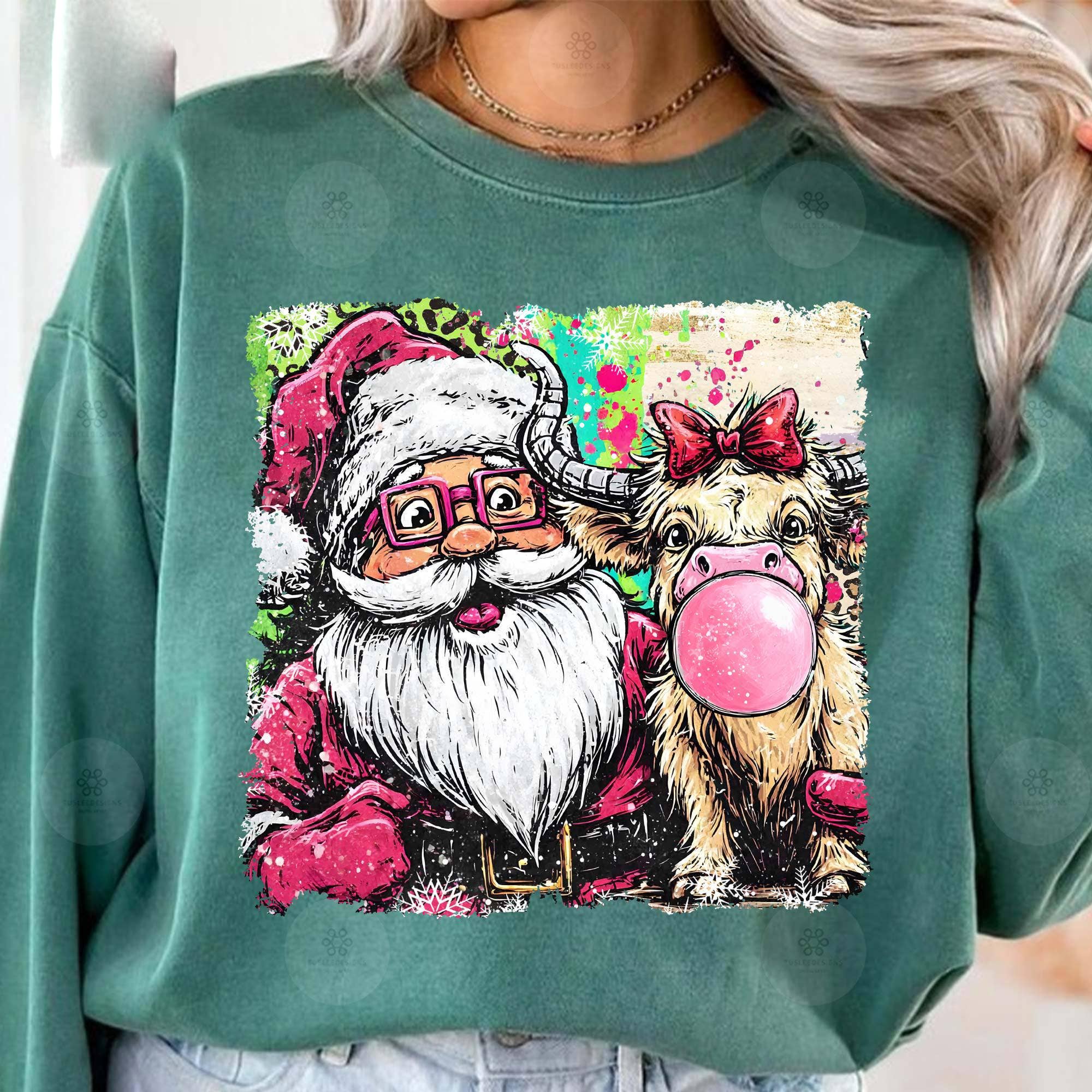 NVC Ecommerce LLC – Großhandel T-Shirt (Grafikdruck) – Damen – Preppy Weihnachtsmann und Rentier Shirt, Weihnachtsmann Sweatshirt