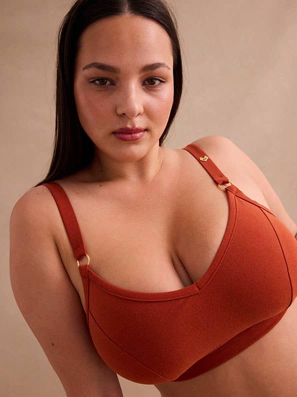 Paula++ Bra - Organic Cotton - Red-Rooibos for wholesale by Mina Storm