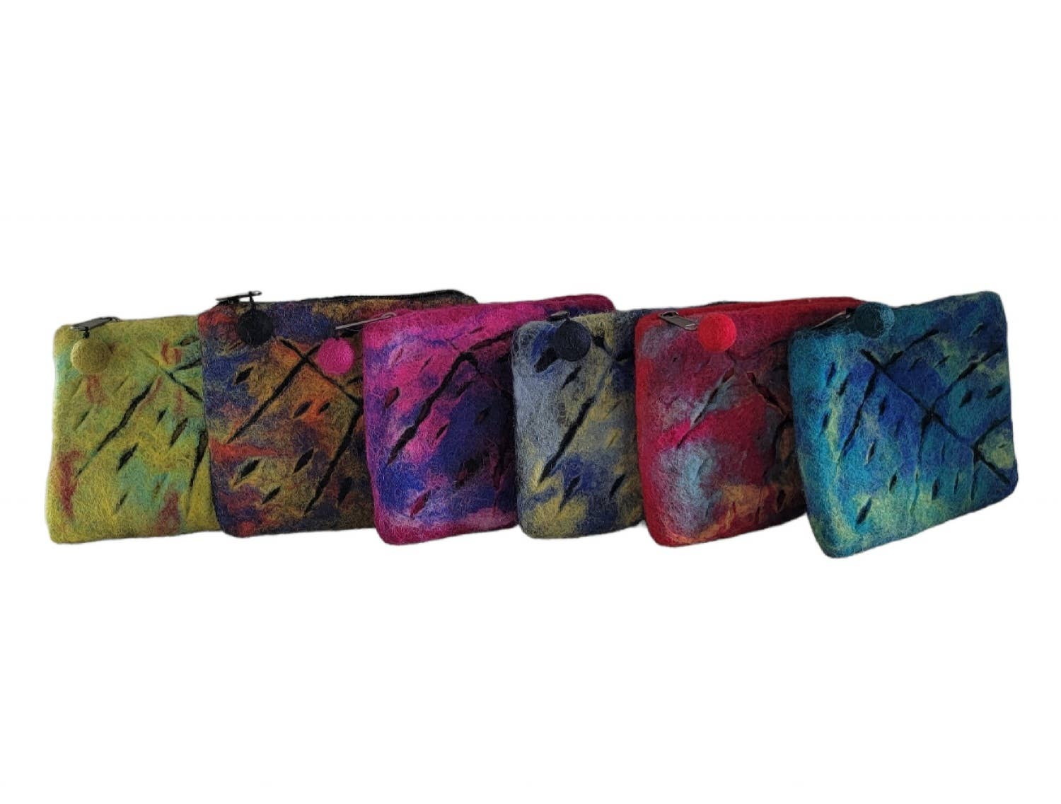 Evergreen Guardian Imports - Vendita all'ingrosso Portamonete - Donna - BA650a Portamonete in feltro di lana con stampa di foglie e piume2