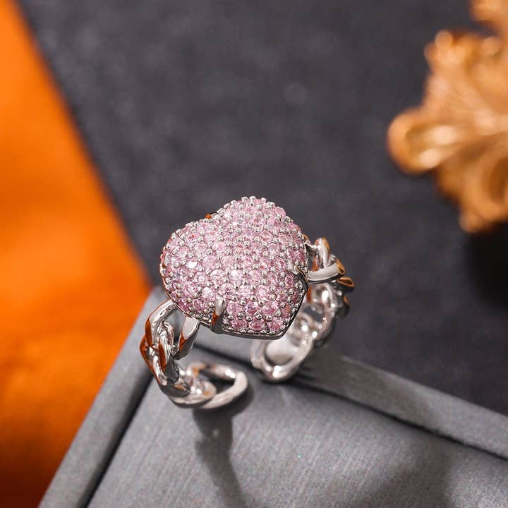 Ole - Wholesale Multi-Stone Ring - Love Alloy Cubic Zirconia Ring R27063