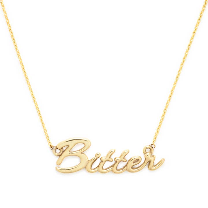 Bittere ketting, geelgoud verguld, delicatessen collectie door delicatessen sieraden, elke aankoop helpt honger te bestrijden! Food Jewelry, Foodie Gift voor wholesale door Delicacies Jewelry