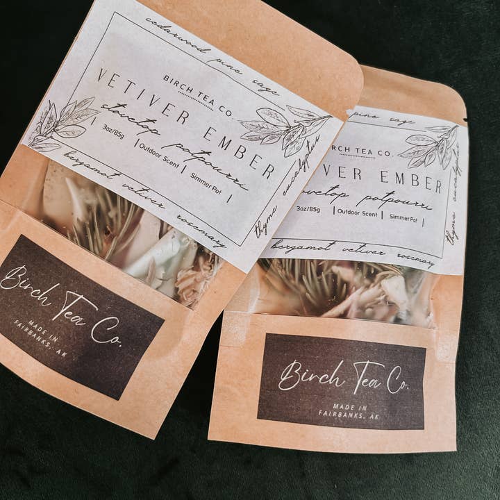 Birch Tea Co. - Vente Pots-pourris - Kit de pot-pourri à la cuisinière Vetiver Ember parfum nostalgique4