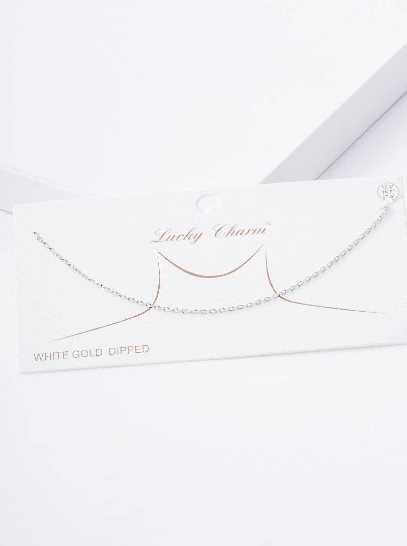 Rhodium 16 Inch Long White Gold Dipped Basic Chain Necklace for wholesale on Faire0