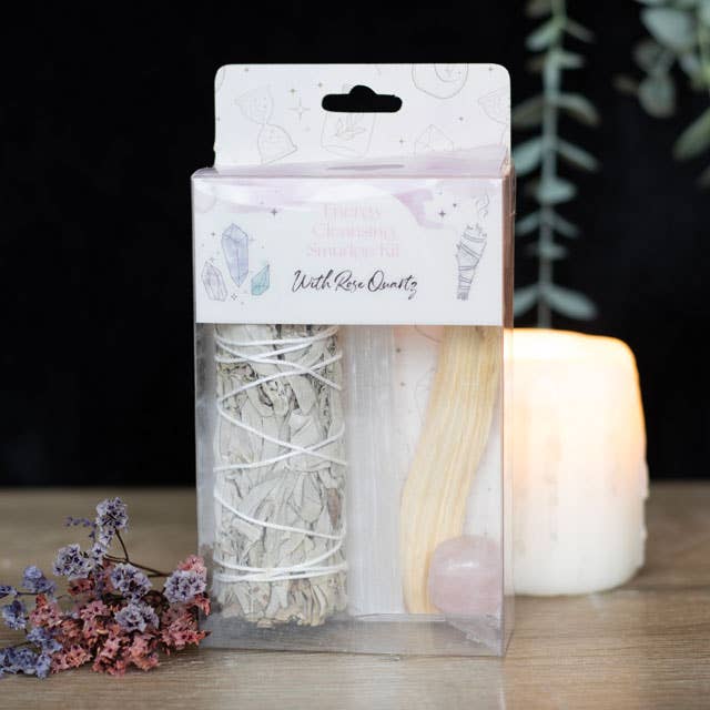 Something Different Wholesale - Wholesale Sage Bundle - White Smudge Kit with Rose Quartz Crystal