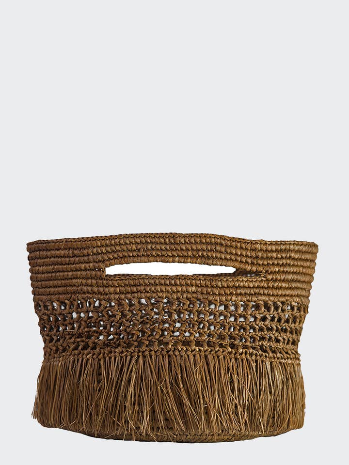 Paola Toquilla Straw Clutch Chocolate for wholesale by The Folklore