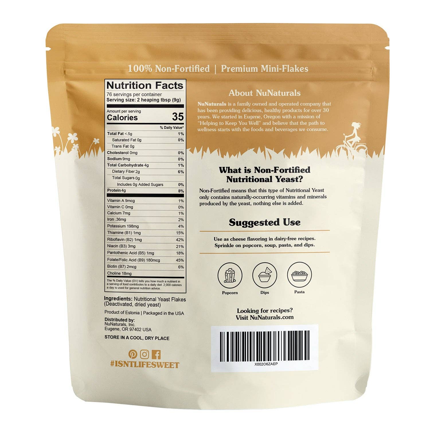 NuNaturals - Wholesale Protein/Superfood Powder - Non-Fortified Nutritional Yeast 24 oz (76 servings)3