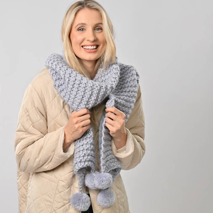 Pom Pom Scarf Knitting Kit for wholesale by Wool Couture Company
