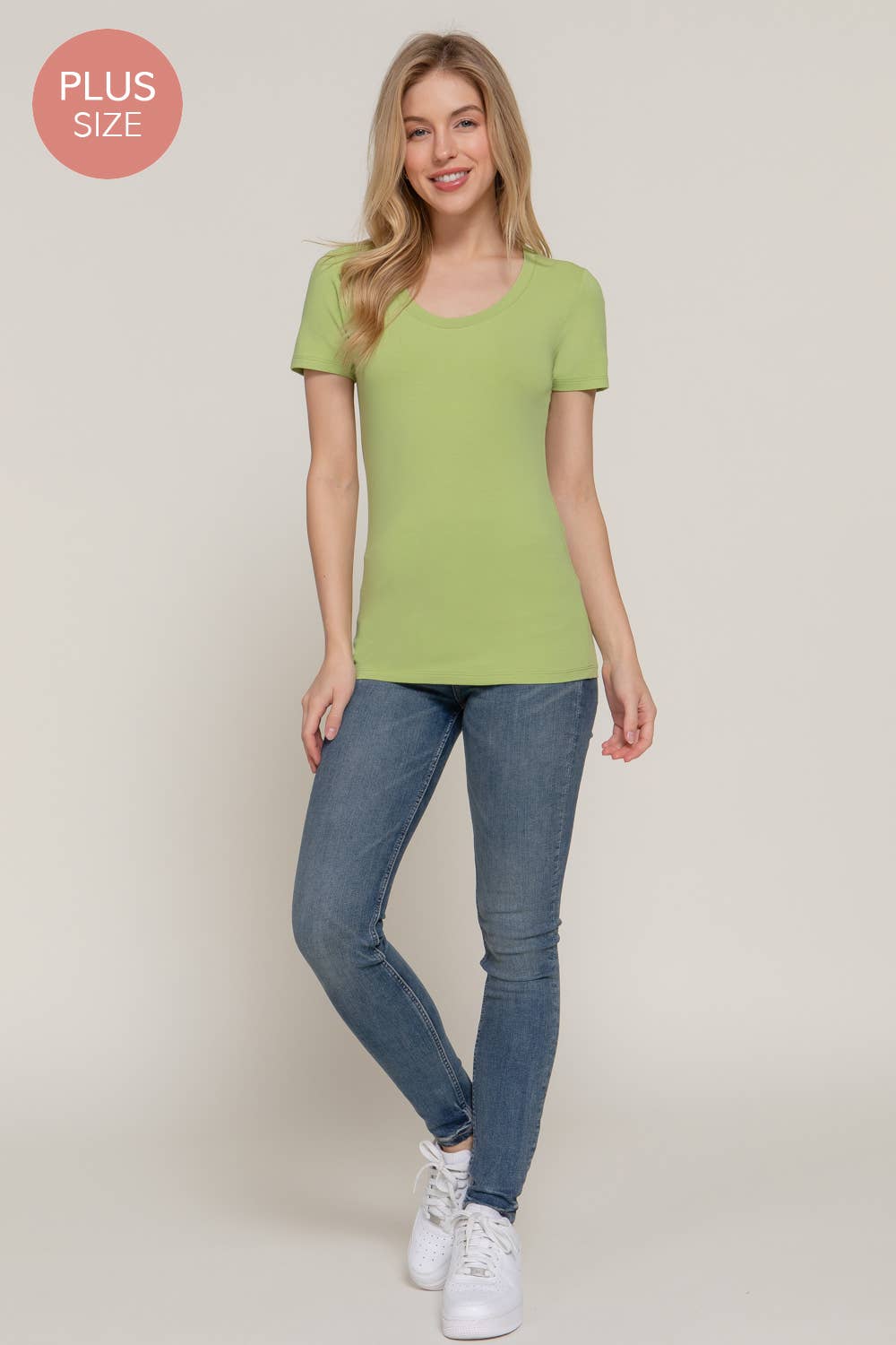 Active Basic | Active USA - Vente T-shirt – femme - [GRANDE TAILLE] Haut à manches courtes en jersey de coton à encolure dégagée7