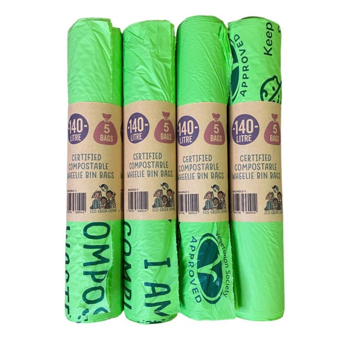 Eco Green Living – wholesale Papperskorg/papperskorg – 140L komposterbara avfallspåsar | 1 rulle med 5 påsar | Eco Green Living