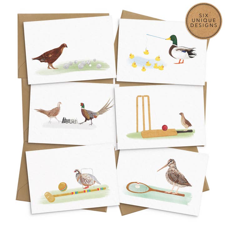 Poppins & Co. – wholesale Kontorsmateriel/Notecard Set – Game Fåglar kort - Set om 6