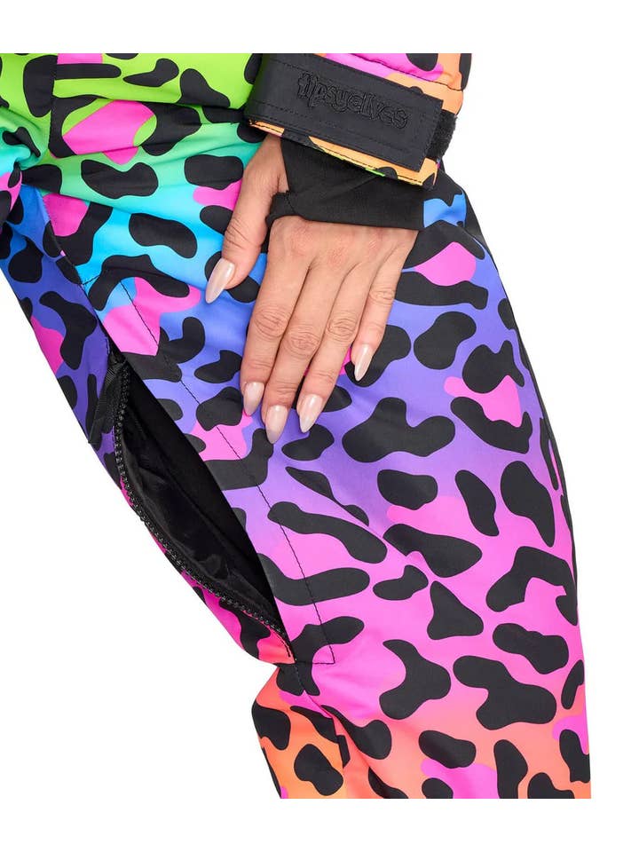 Tipsy Elves - Wholesale Ski suit – Women’s - Women's 90's Leopard Snow Suit - Nostalgic Rainbow Ski Suit4