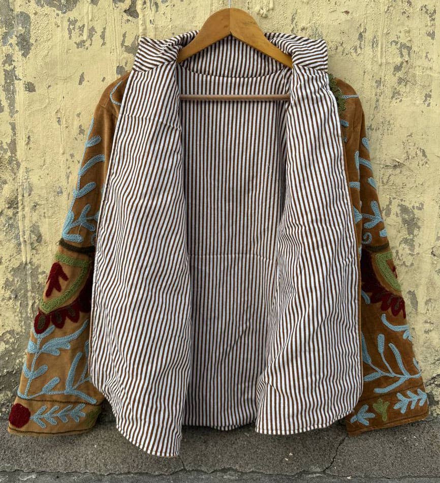 bhavnas boutique - Vente Veste – femme - Manteau en coton Suzani Veste brodée Style bohème7