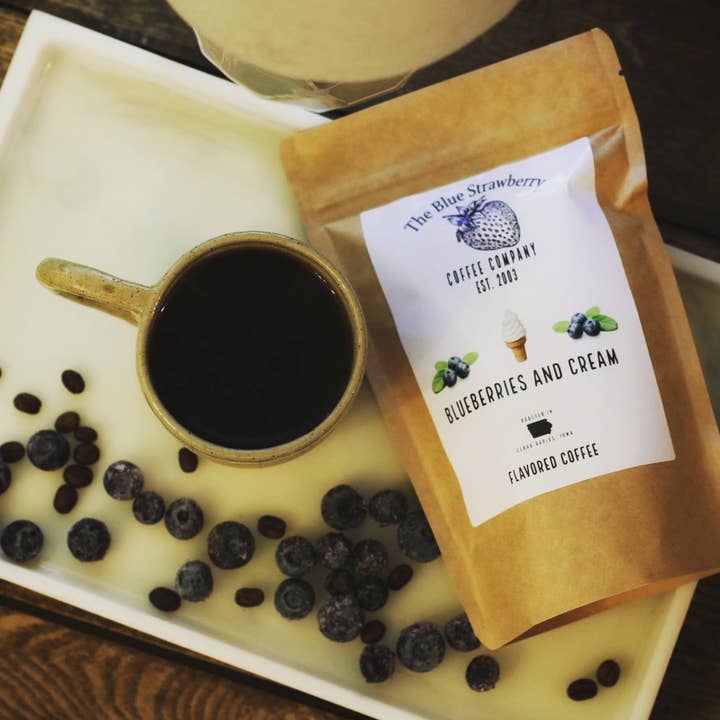 The Blue Strawberry Coffee Co - Venta al por mayor Café molido - Arándanos y crema (café aromatizado)3