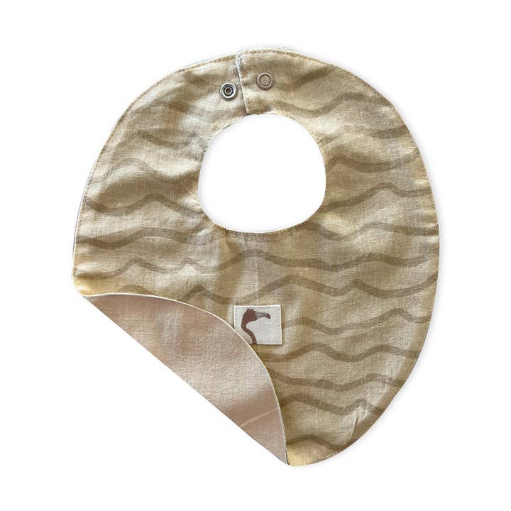 Double Sided Marzipan ‘Waves’ Woven Bib for wholesale by AUNTIE ME