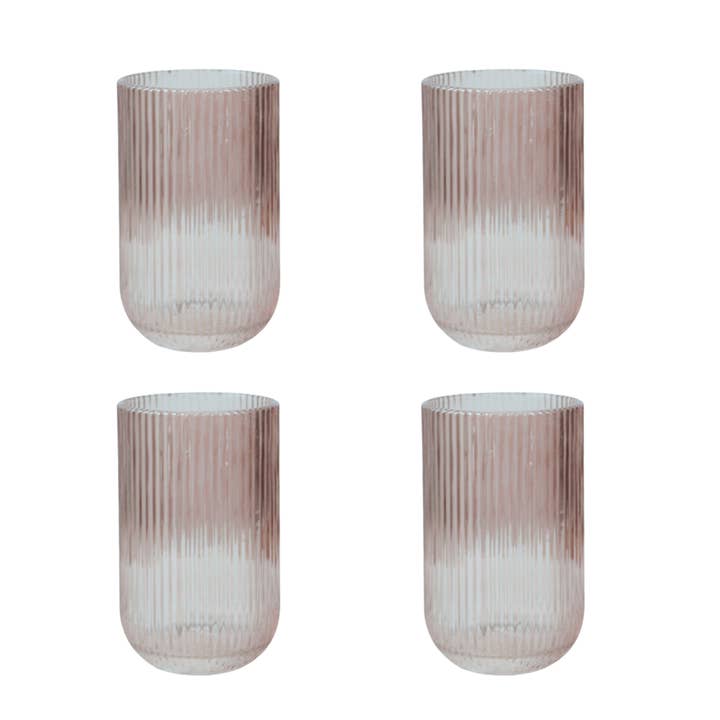 Vintage Style Pale Pink Glass Tumblers (Set of 4) for wholesale by Qube Luxe by Debbie Marks