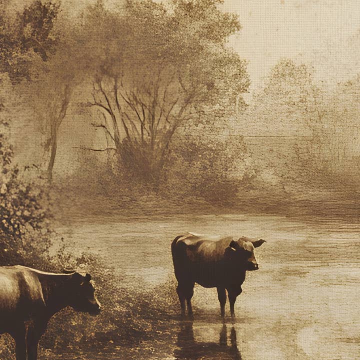 Oleka Canvas - Wholesale Art Print - RIVIÈRE D'ANTAN, CADRE VINTAGE OR