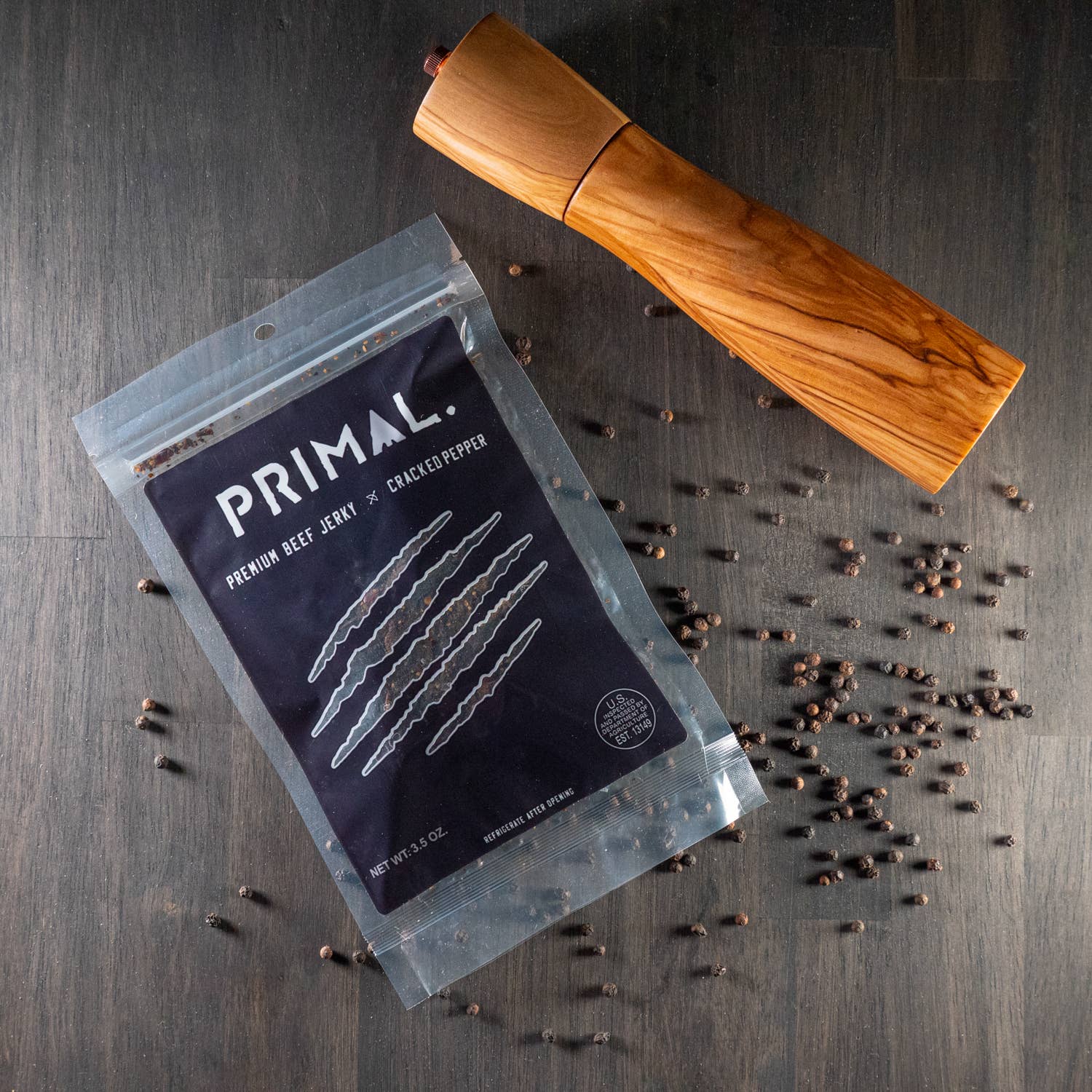 Primal Jerky - Vente Viande séchée - Bœuf séché au poivre concassé Primal 3,5 oz1