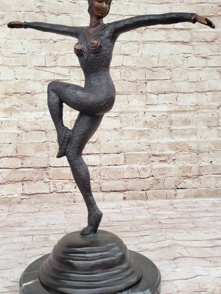Große Chiparus-Tänzerin-Statue im Art-Deco-Stil aus echter Bronze für den Großhandel von Bronzhaus