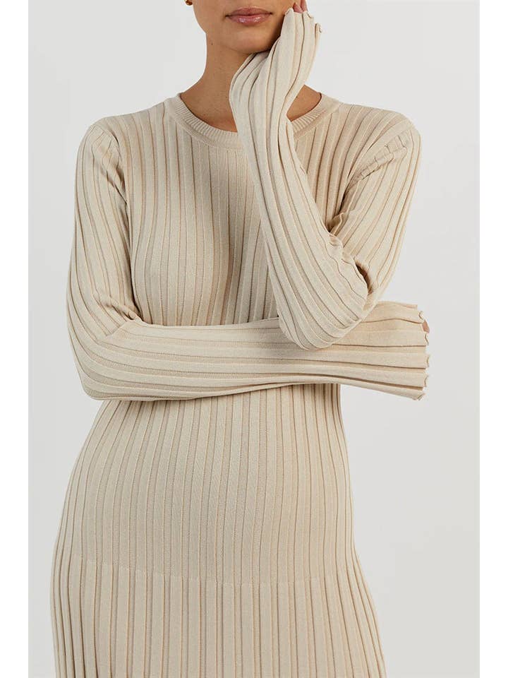 Sweetkama - Wholesale Dress - Women's - Ladies Round Neck Long Sleeves Knit Midi Dress FQD20078