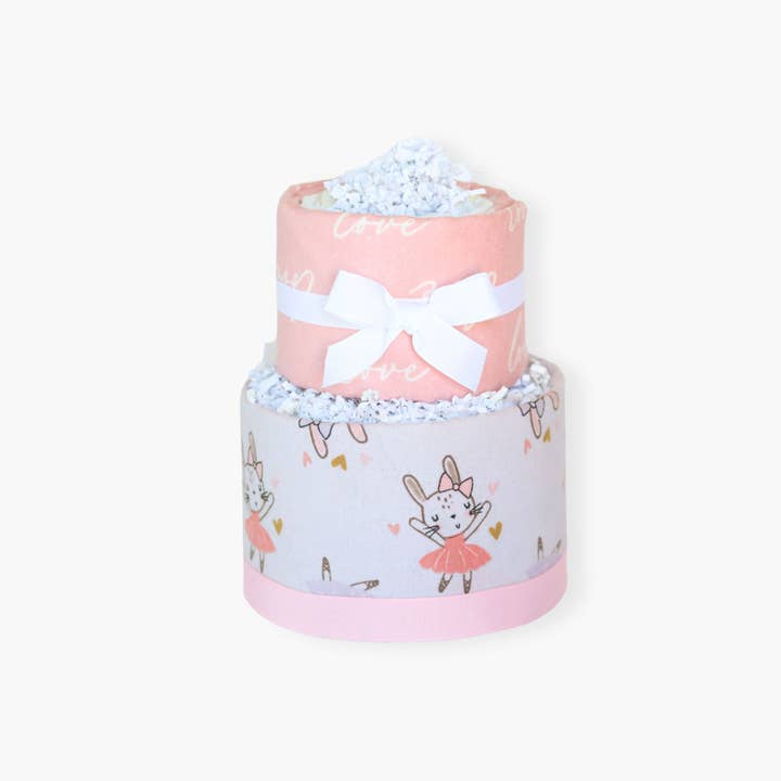 Baby Blossom Company - Wholesale Diaper (Non-Cloth) - Baby - 2-Tier Baby Girl Diaper Cake Gift Set- Ballerina