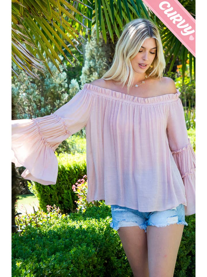 Sweet Lovely by Jen - Wholesale Blouse - Women's - PLUS SIZE OFF SHOULDER TIERED SLEEVE TOP18