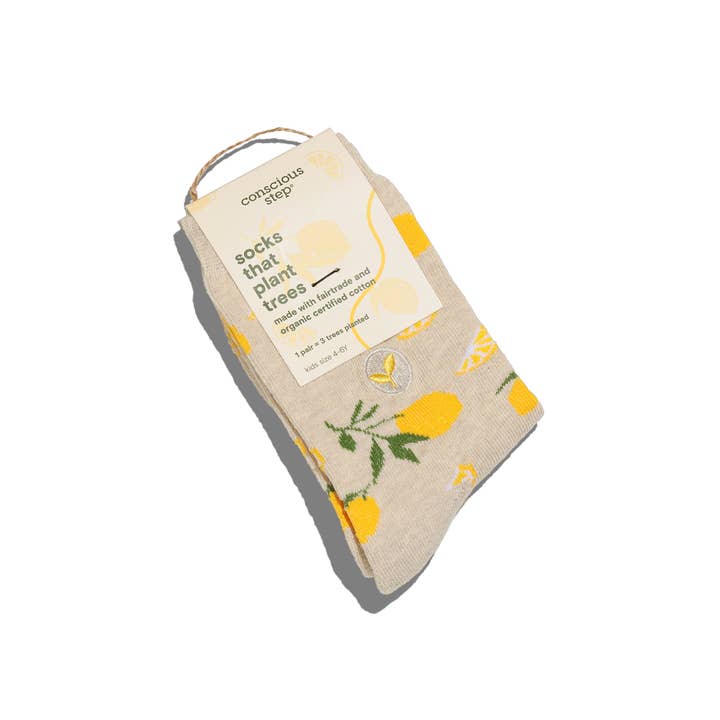 Conscious Step - Wholesale Socks - Kids - Kids Socks that Plant Trees (Beige Lemons)