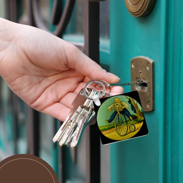 3dRose - Wholesale Keychain - Unisex - 3dRose, Vintage German Magic Lantern Slide Fat Man on a Penny Farthing, Key Chain5