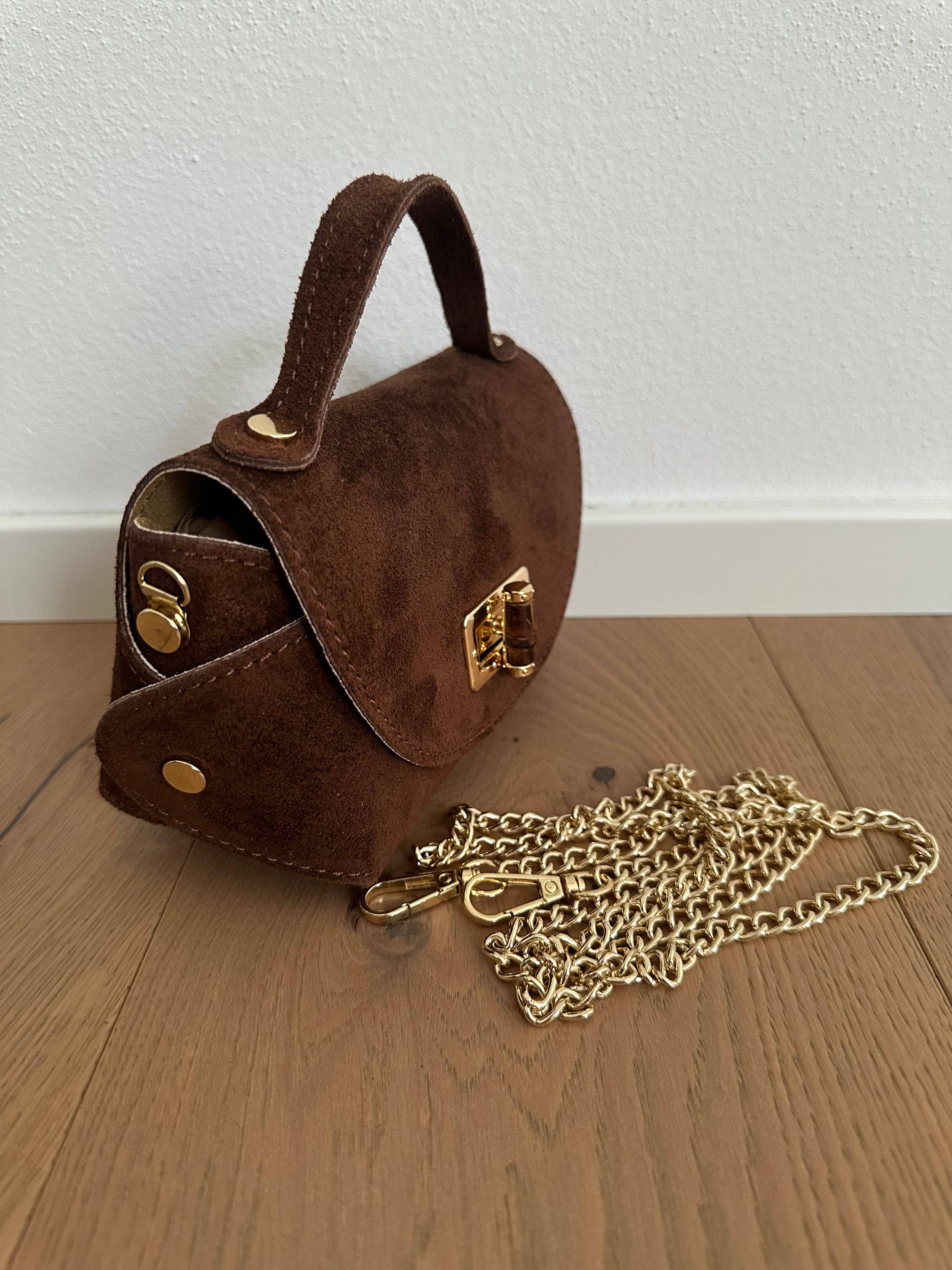 Zhade – wholesale Crossbody bag – Women's – SIERRA suede mini bag in genuine leather with chain strap4