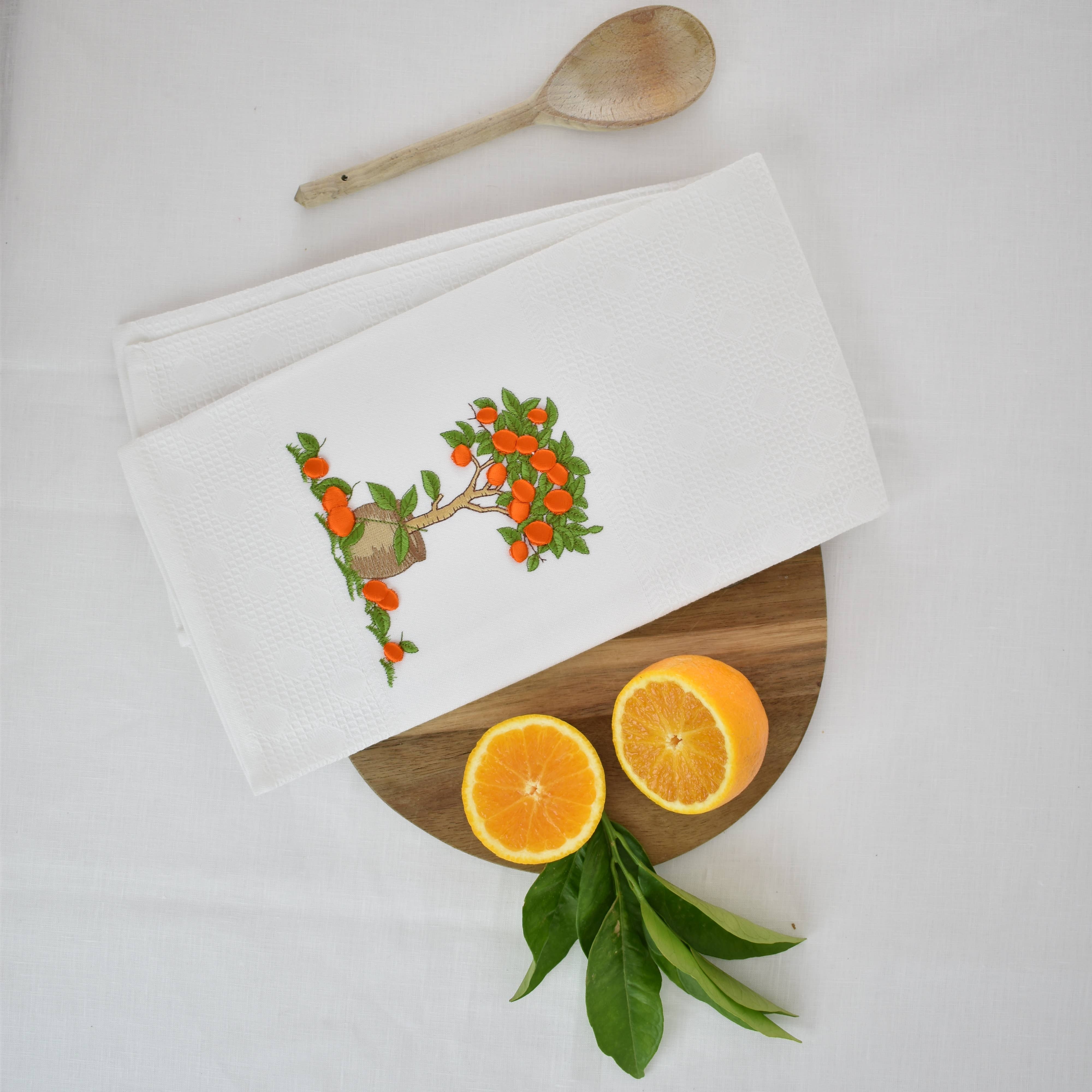 Nordlinen - Wholesale Tea Towel - Orange Tree Embroidered Cotton Tea Towels - Dishcloth6