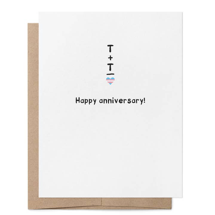 Trans Plus Trans Equals Love | Transgender Anniversary Card for wholesale by That Queer Card Co
