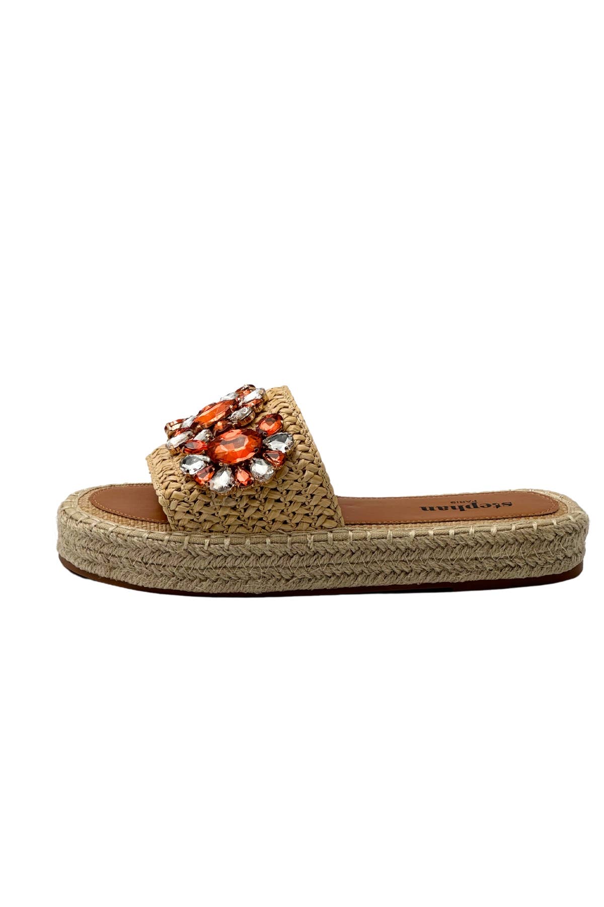 Negro Sandalia espadrille con piedras coloridas y tira trenzada de venta al por mayor en Faire8