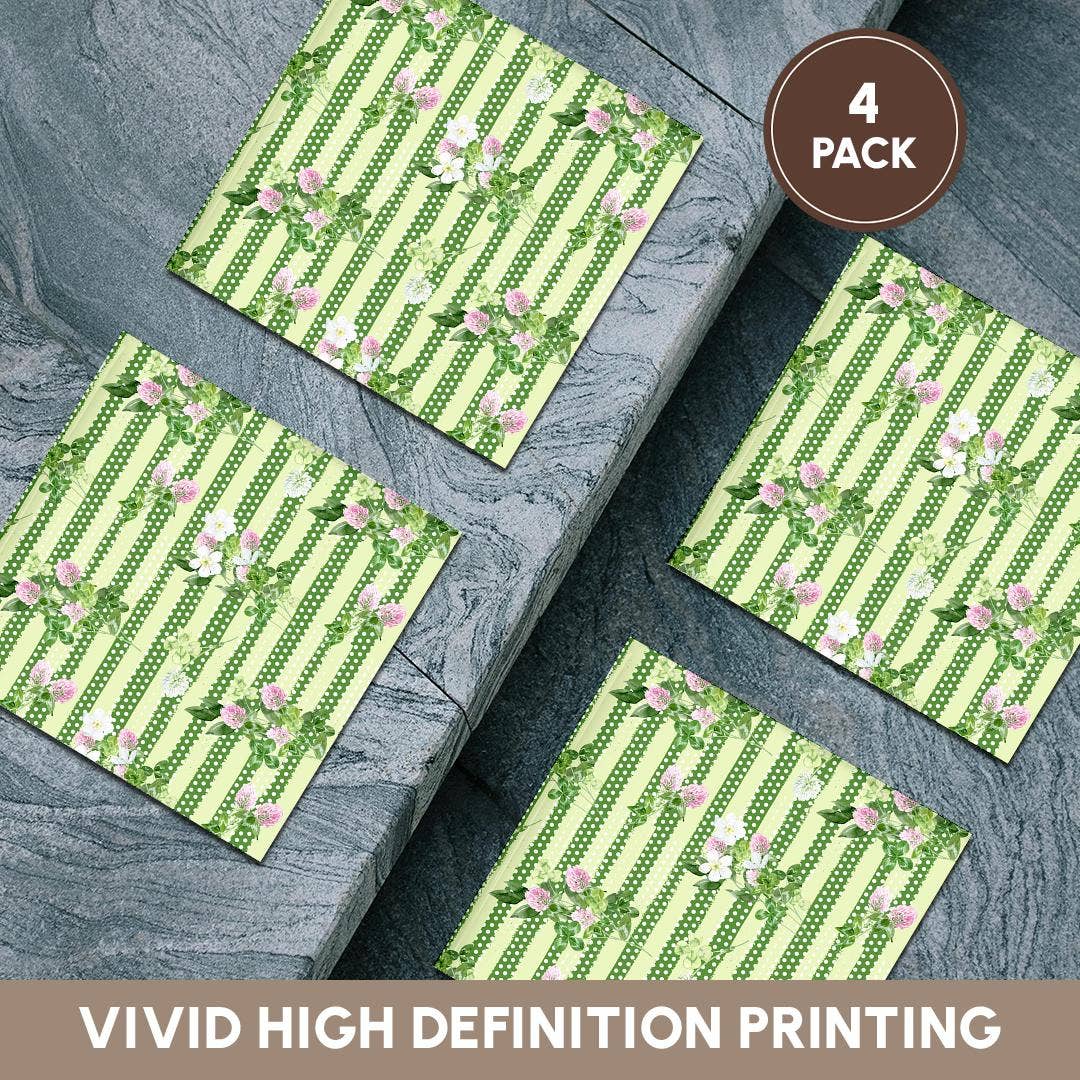 3dRose - Wholesale Coasters - 3dRose, Green Polka Dots Rows and Irish Floral Pattern, Coaster5