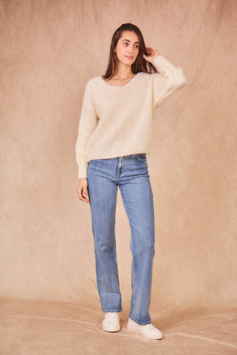 Calie Paris - Wholesale Knit Sweater - Women's - V-Neck Kid Mohair Sweater1