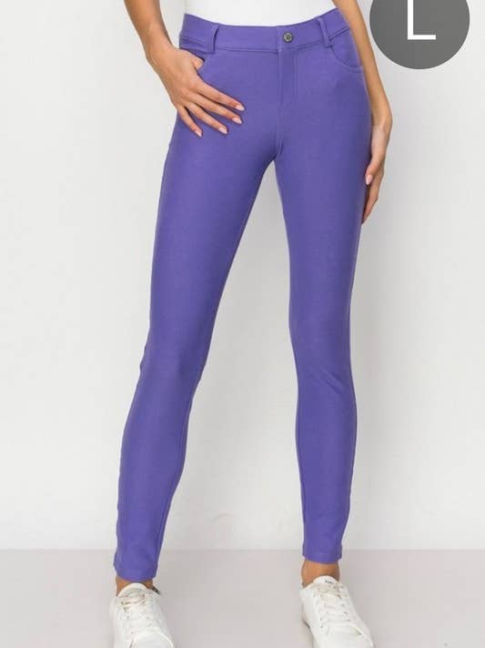 Cotton-Blend 5-Pocket Skinny Jeggings - Large Only for wholesale by Yelete