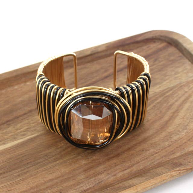 Pretty Persuasions - Wholesale Cuff Bracelet - B25092 Wired Band Statement Cuff Bracelet