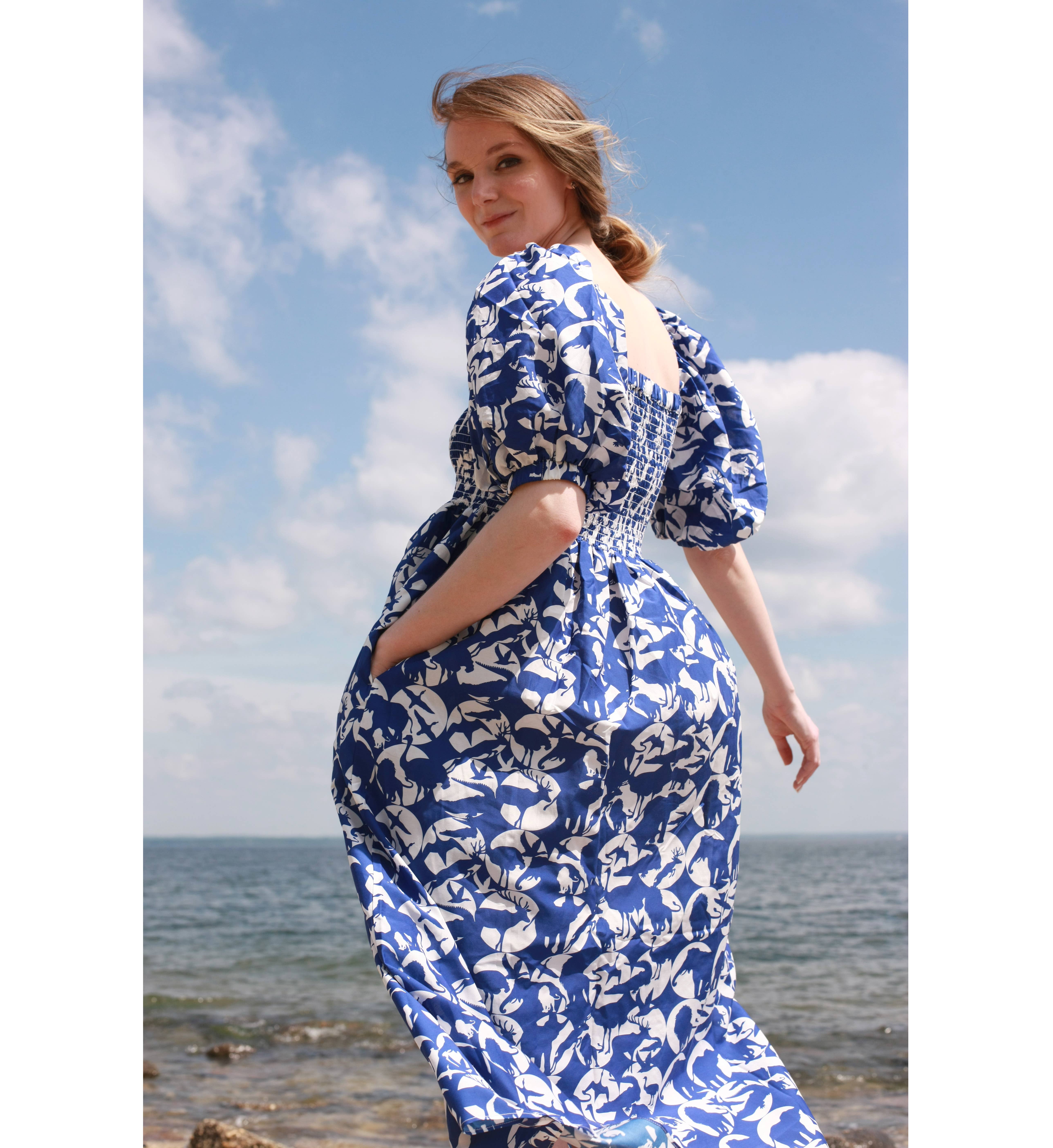 Jessie Zhao New York - Wholesale Dress - Women's - Animal World Smocked Cotton Silk Dress6