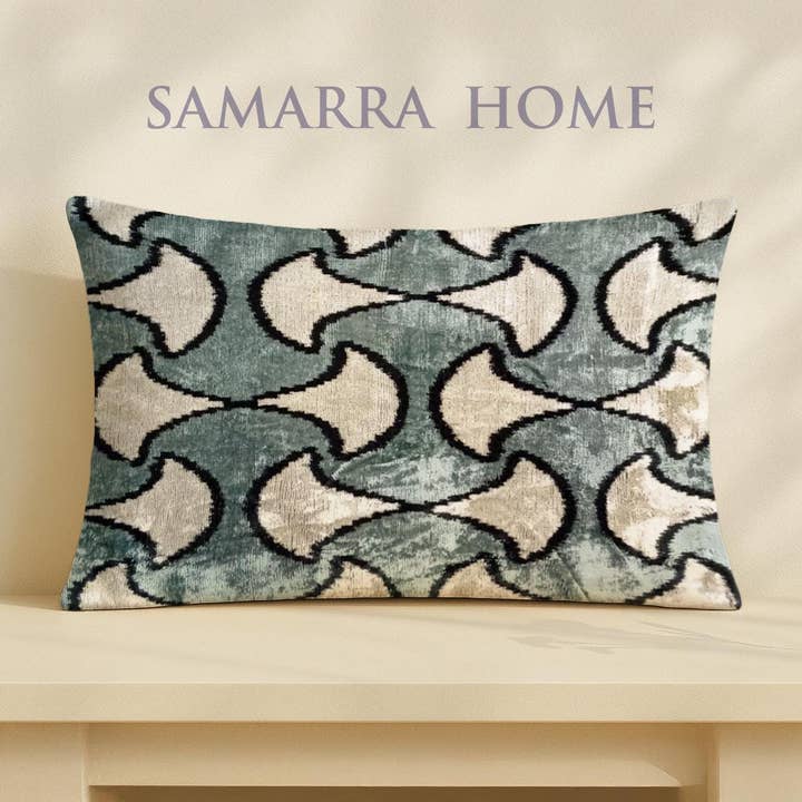 Handwoven Ikat Velvet Cushion: Artisan Pillow for wholesale by Samarra Home