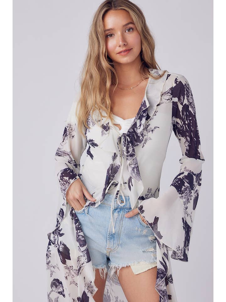 Bluivy - Wholesale Kimono - Women's - FLORAL PRINT RUFFLE KIMONO18